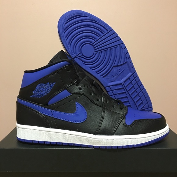 Nike Air Jordan 1 Mid Royal Black Blue - Picture 2 of 5